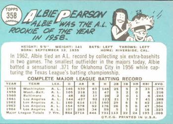 Albie Pearson  baseball card collectible - Main Image 2