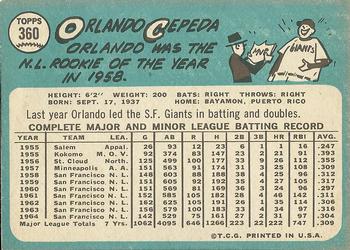 Orlando Cepeda  baseball card collectible - Main Image 2
