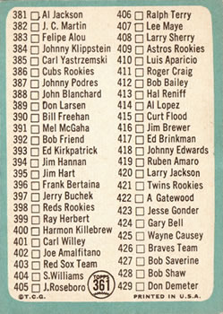 5th Series Checklist: 353-429  baseball card collectible - Main Image 2