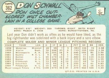 Don Schwall  baseball card collectible - Main Image 2