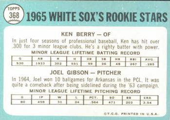 White Sox 1965 Rookie Stars (Ken Berry / Joel Gibson)  baseball card collectible - Main Image 2