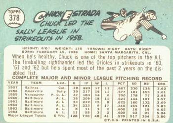 Chuck Estrada  baseball card collectible - Main Image 2