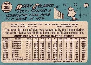 Rocky Colavito  baseball card collectible - Main Image 2