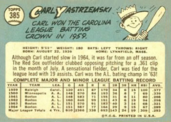 Carl Yastrzemski  baseball card collectible - Main Image 2