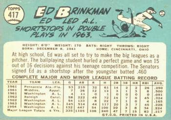 Ed Brinkman  baseball card collectible - Main Image 2