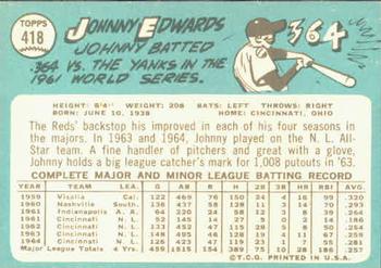 Johnny Edwards  baseball card collectible - Main Image 2