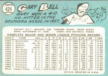 Gary Bell  baseball card collectible - Main Image 2