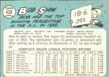 Bob Shaw  baseball card collectible - Main Image 2