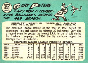 Gary Peters  baseball card collectible - Main Image 2