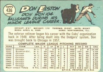 Don Elston  baseball card collectible - Main Image 2