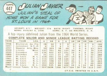 Julian Javier  baseball card collectible - Main Image 2