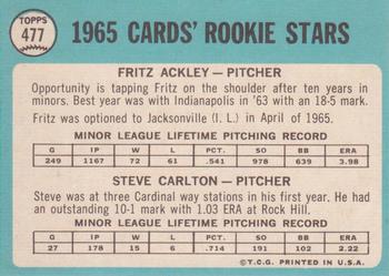 Cards 1965 Rookie Stars (Fritz Ackley / Steve Carlton)  baseball card collectible - Main Image 2