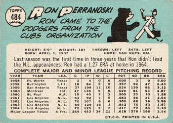 Ron Perranoski  baseball card collectible - Main Image 2