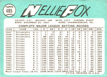Nellie Fox  baseball card collectible - Main Image 2