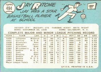 Jay Ritchie  baseball card collectible - Main Image 2