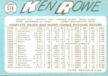 Ken Rowe  baseball card collectible - Main Image 2