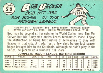 Bob Uecker  baseball card collectible - Main Image 2