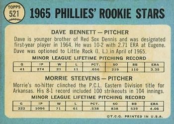 Phillies 1965 Rookie Stars (Dave Bennett / Morrie Steevens)  baseball card collectible - Main Image 2