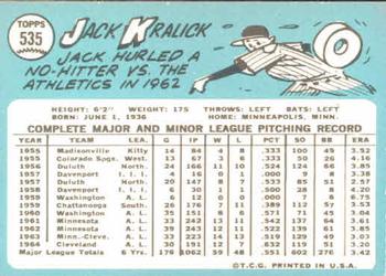 Jack Kralick  baseball card collectible - Main Image 2