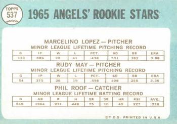 Angels 1965 Rookie Stars (Marcelino Lopez / Rudy May / Phil Roof)  baseball card collectible - Main Image 2