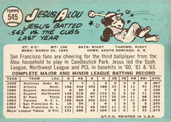 Jesus Alou  baseball card collectible - Main Image 2