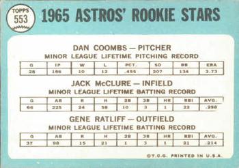 Houston 1965 Rookie Stars (Dan Coombs / Jack McClure / Gene Ratliff)  baseball card collectible - Main Image 2