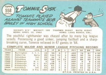 Tommie Sisk  baseball card collectible - Main Image 2