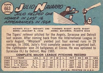 Julio Navarro  baseball card collectible - Main Image 2