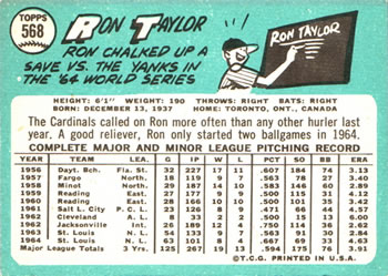 Ron Taylor  baseball card collectible - Main Image 2