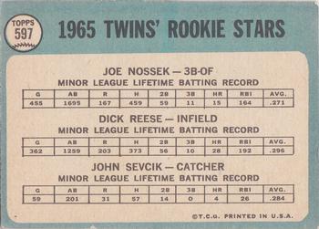 Twins 1965 Rookie Stars (Joe Nossek / Dick Reese / John Sevcik)  baseball card collectible - Main Image 2