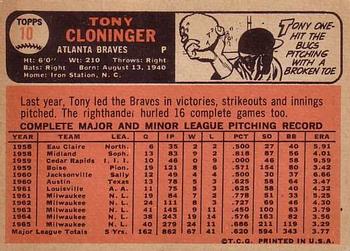 Tony Cloninger  baseball card collectible - Main Image 2