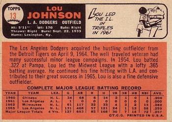 Lou Johnson  baseball card collectible - Main Image 2