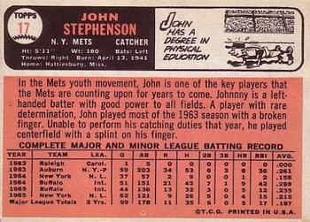 Johnny Stephenson  baseball card collectible - Main Image 2