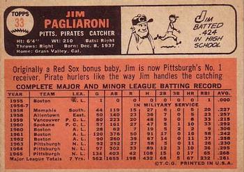 Jim Pagliaroni  baseball card collectible - Main Image 2