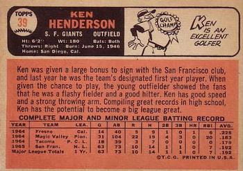 Ken Henderson  baseball card collectible - Main Image 2