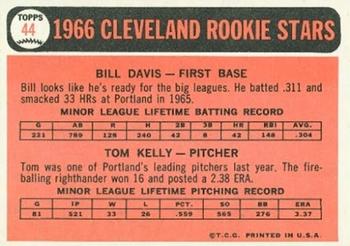 Indians 1966 Rookie Stars (Bill Davis / Tom Kelley)  baseball card collectible - Main Image 2