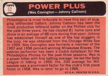 Power Plus (Wes Covington / Johnny Callison)  baseball card collectible - Main Image 2