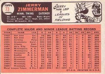 Jerry Zimmerman  baseball card collectible - Main Image 2