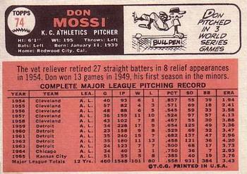 Don Mossi  baseball card collectible - Main Image 2