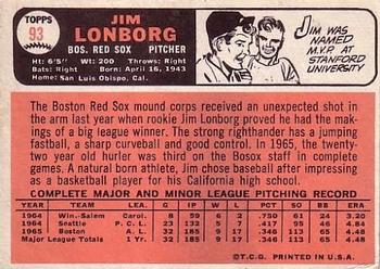 Jim Lonborg  baseball card collectible - Main Image 2