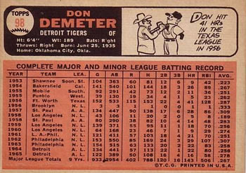 Don Demeter  baseball card collectible - Main Image 2