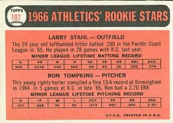 Athletics 1966 Rookie Stars (Larry Stahl / Ron Tompkins)  baseball card collectible - Main Image 2