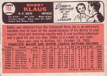 Bobby Klaus  baseball card collectible - Main Image 2