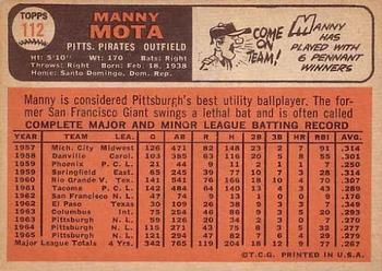 Manny Mota  baseball card collectible - Main Image 2