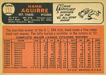 Hank Aguirre  baseball card collectible - Main Image 2