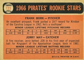 Pirates 1966 Rookie Stars (Frank Bork / Jerry May)  baseball card collectible - Main Image 2