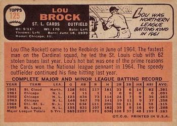 Lou Brock  baseball card collectible - Main Image 2