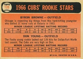 Cubs 1966 Rookie Stars (Byron Browne / Don Young)  baseball card collectible - Main Image 2