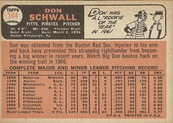 Don Schwall  baseball card collectible - Main Image 2