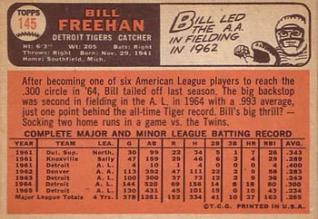 Bill Freehan  baseball card collectible - Main Image 2